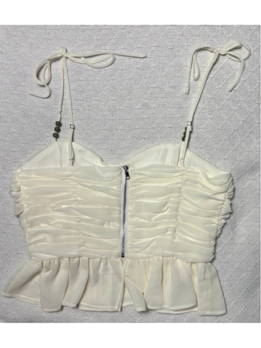 NWT Coquette Romantic Parker Ivory Organza Beaded Ruched Cami Bustier Top SZ 8 - Picture 4 of 8